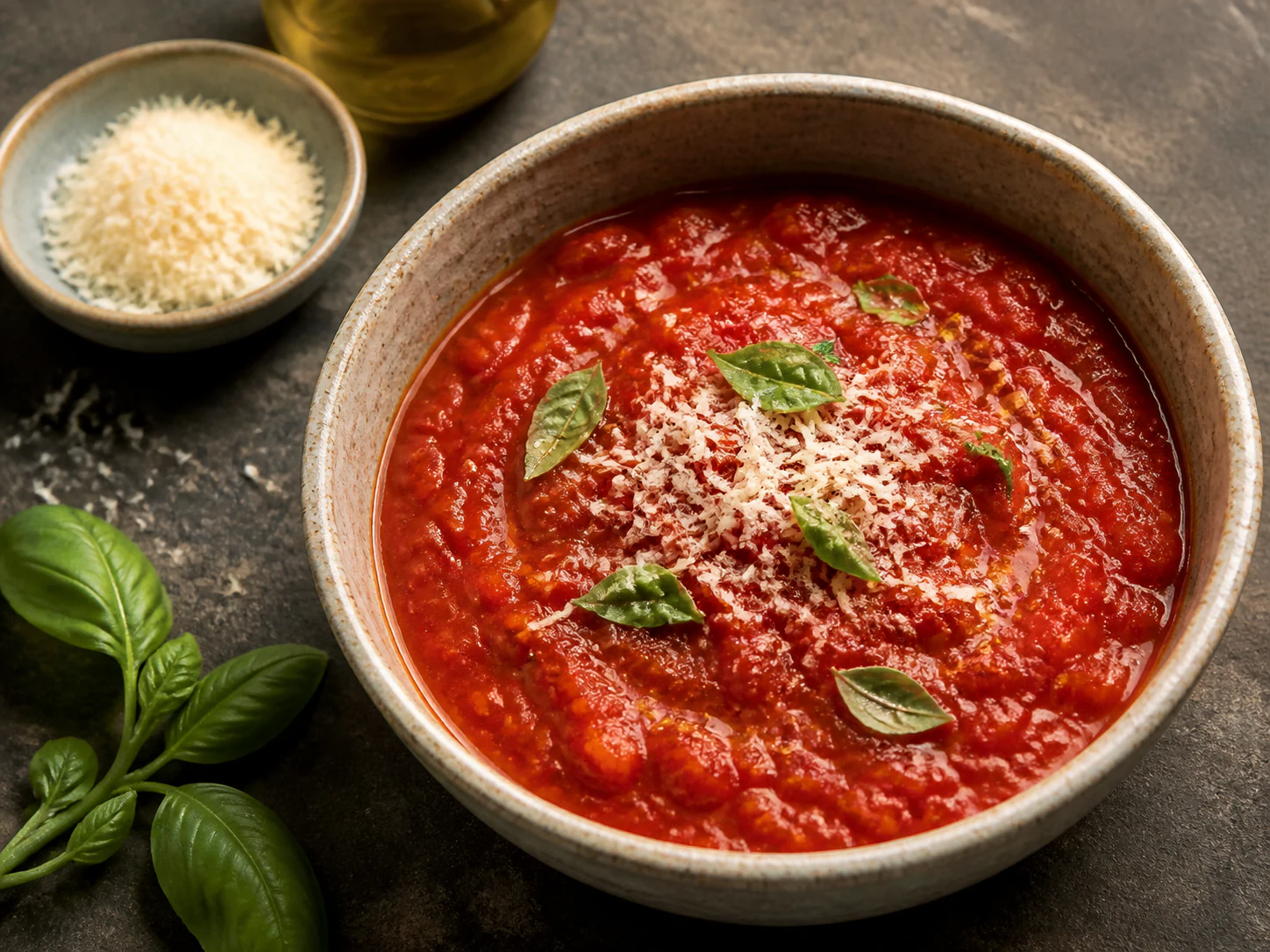 Marinara sauce with basil and Parmesan