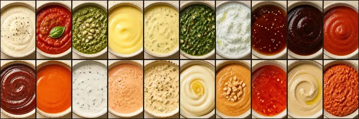Assorted sauces representing the Tomato collection