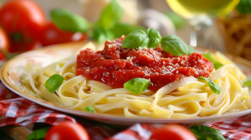 Tomato paste sauce served with pasta