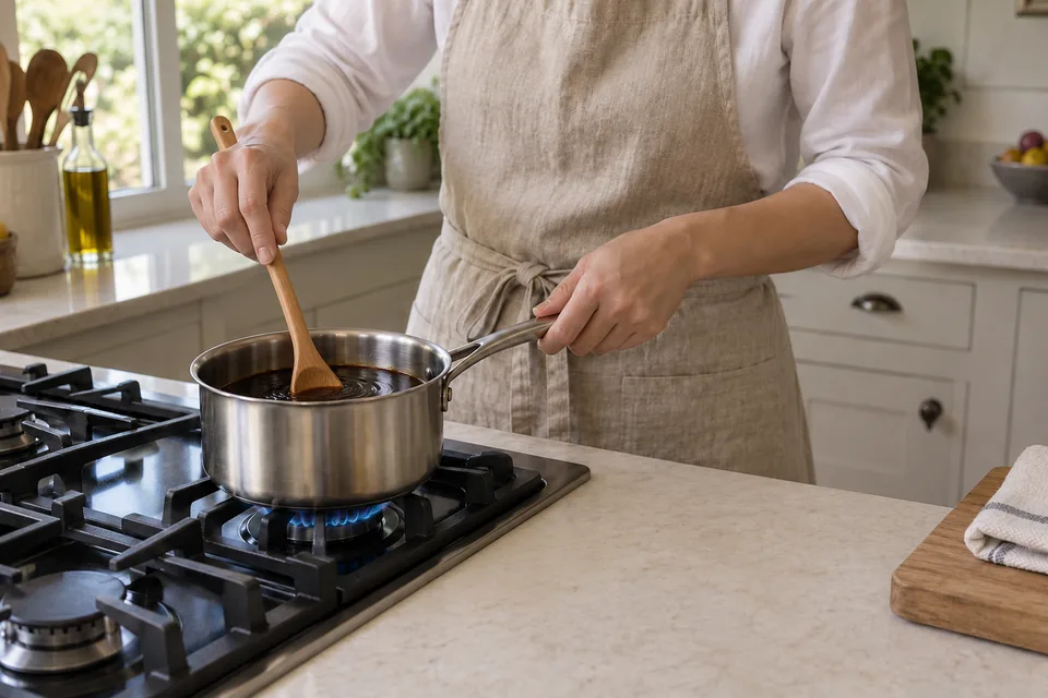 teriyaki sauce — step 2: Stir until the sugar fully dissolves, about 2 minutes.