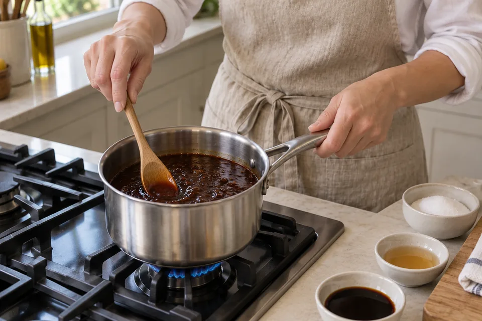 teriyaki sauce — step 3: Bring the mixture to a gentle simmer and cook for 5 minutes, stirring occasionally.