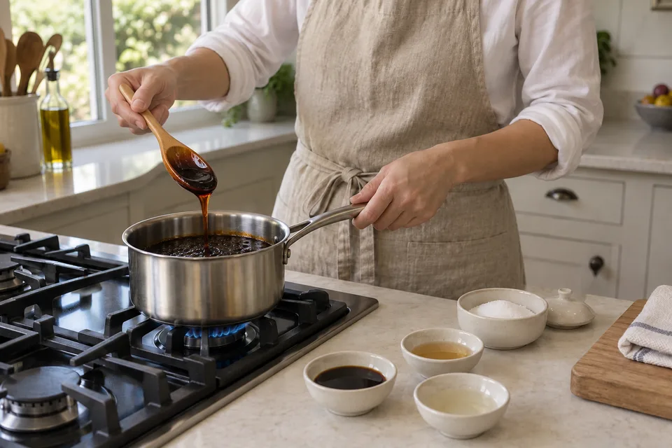 teriyaki sauce — step 5: Cook for 1 to 2 more minutes until the sauce thickens to a glossy glaze.