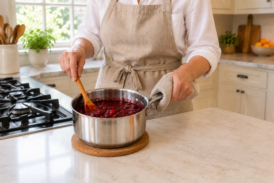 cranberry sauce — step 4: Remove from heat. The sauce will continue to thicken as it cools.