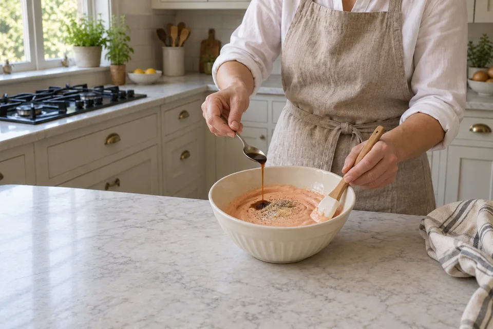 cane s sauce — step 2: Add Worcestershire sauce, garlic powder, black pepper, and salt.