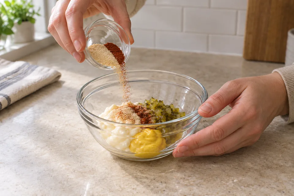 big mac sauce — step 2: Add garlic powder, onion powder, and paprika.