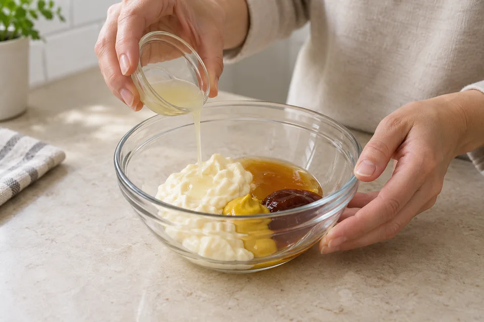 chick fil a sauce — step 1: Combine mayonnaise, honey, yellow mustard, barbecue sauce, and lemon juice in a small bowl.