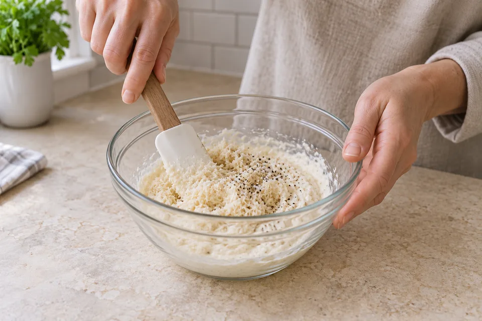 horseradish sauce — step 3: Stir in the drained horseradish, salt, and black pepper.