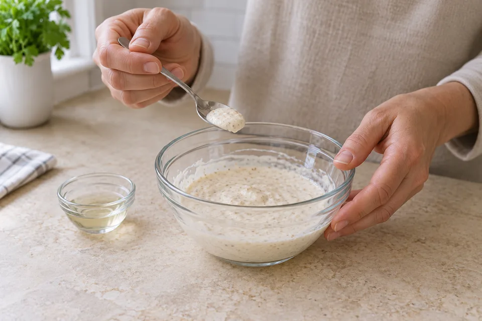 horseradish sauce — step 4: Taste and adjust horseradish or vinegar to preference.
