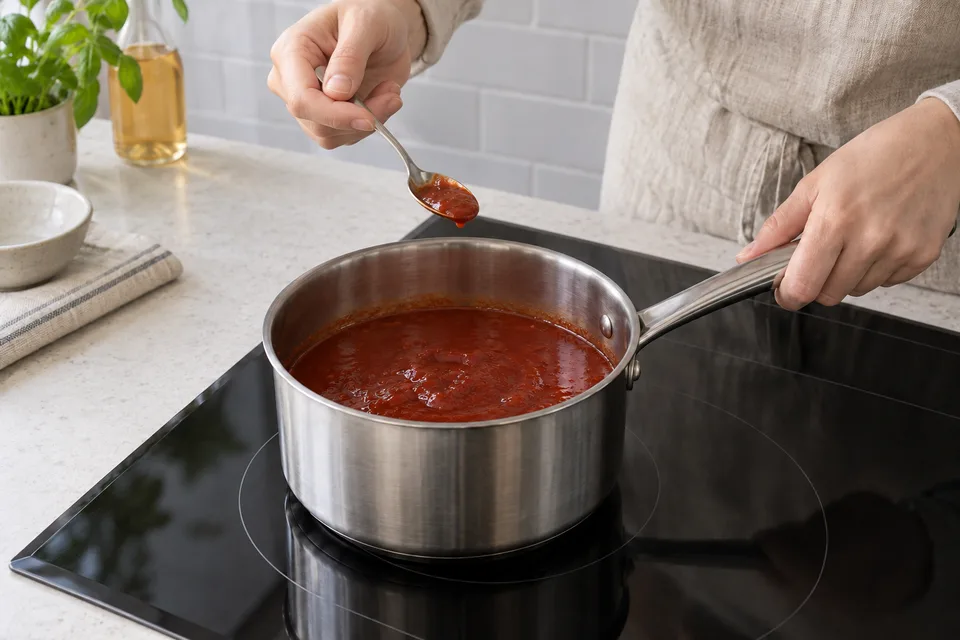 bbq sauce — step 6: Taste and adjust sweetness, acidity, or heat as needed before removing from heat.