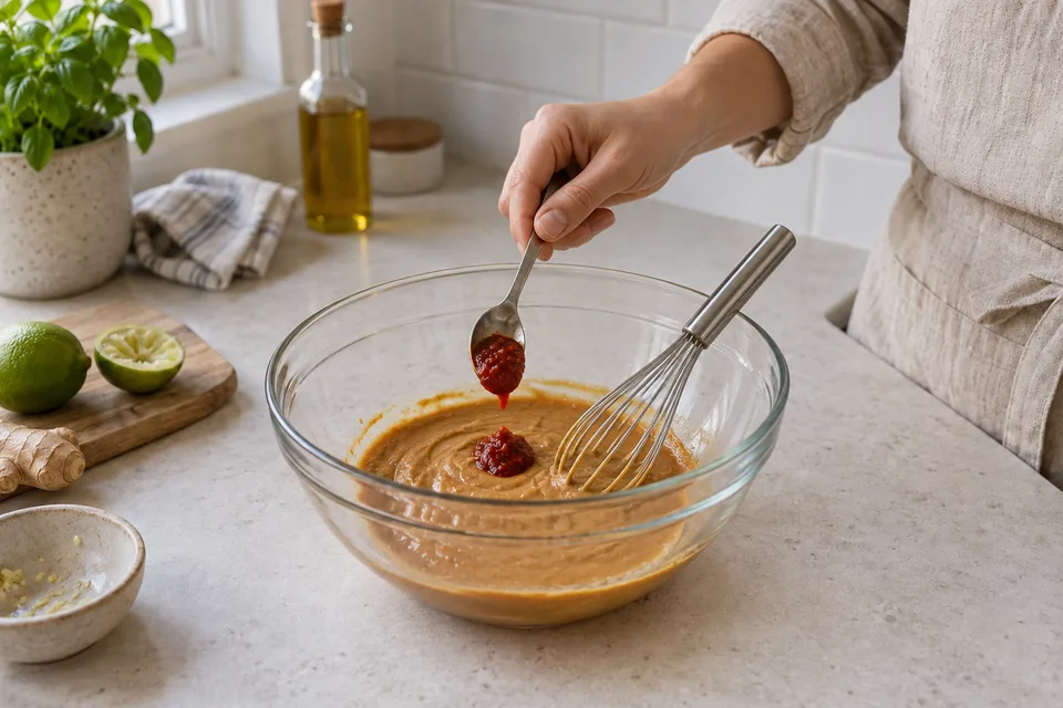peanut sauce — step 3: Add sriracha or sambal oelek and whisk to incorporate.