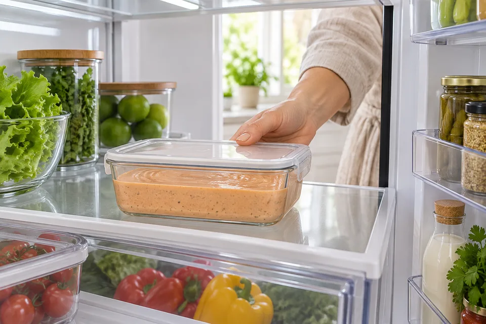 chipotle sauce — step 4: Transfer to an airtight container and refrigerate for at least 15 minutes before serving to allow flavors to meld.