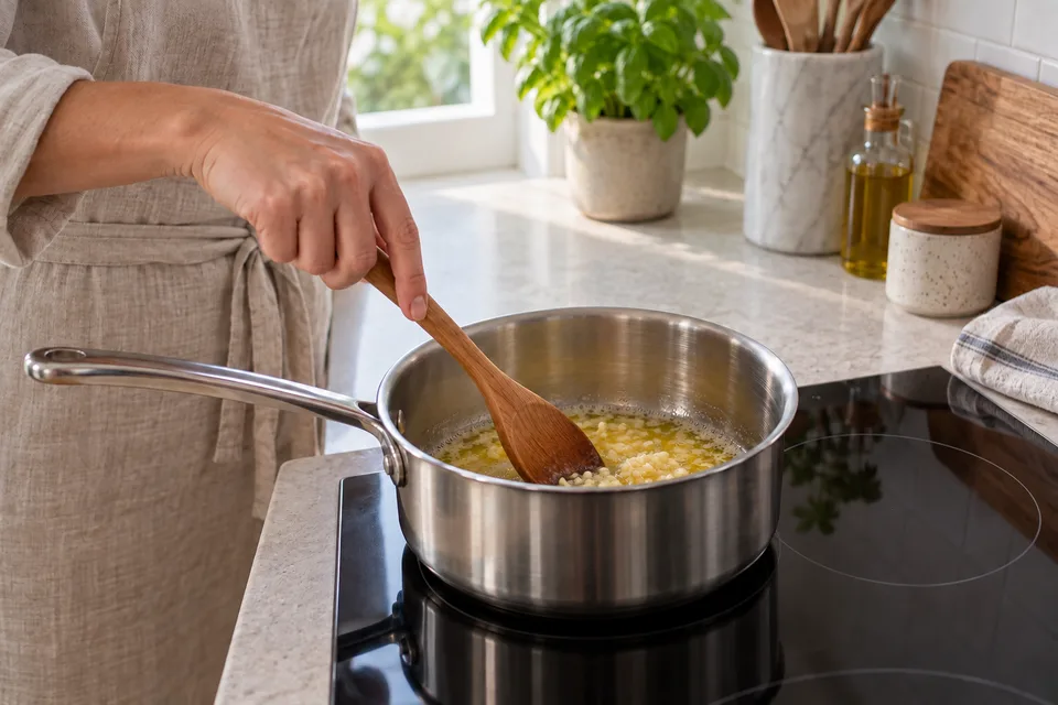 seafood boil sauce — step 2: Add minced garlic and cook, stirring frequently, for 2 minutes until fragrant but not browned.