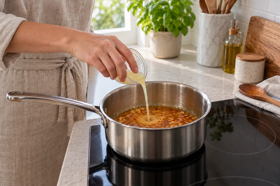 seafood boil sauce — step 4: Add hot sauce, lemon juice, and brown sugar; stir to combine.