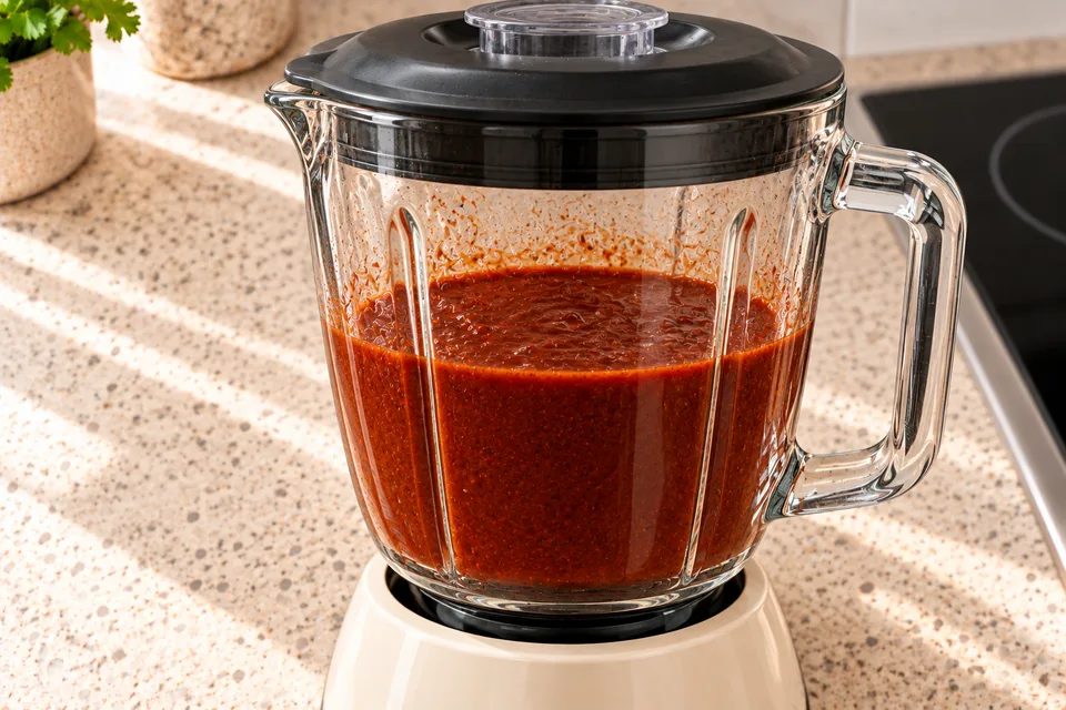 adobo sauce — step 5: Blend on high until completely smooth, about 1 minute.