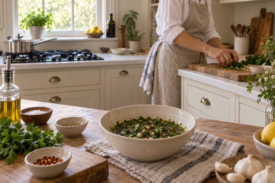 chimichurri — step 4: Let the sauce rest at room temperature for at least 30 minutes before serving to allow flavors to develop.