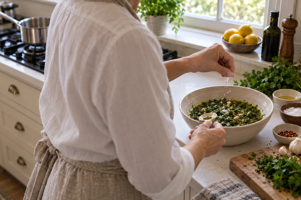chimichurri — step 5: Taste and adjust salt, vinegar, or red pepper flakes as needed before serving.